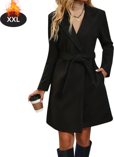 Livano Mantel Dames - Tussenmantel - Jas - Mantelpakje - Trenchcoat - Overjas - Overcoat - Winter - Zwart - XXL