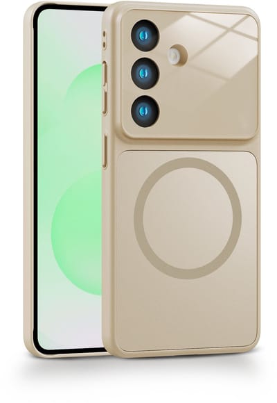 Casemania Hoesje Geschikt voor Samsung Galaxy S26 - Goud - Luxe Matte-Feel Siliconen Back Cover - Geschikt voor MagSafe - Ingebouwde Lens Bescherming - Magnetische Telefoonhoesje