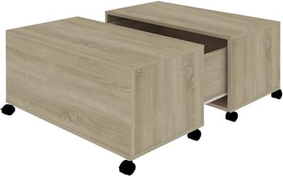 Salontafel - Koffietafel - Woonkamer Meubel - Uitschuifbaar Opbergvak - 75x75x38 cm - Sonoma Eiken
