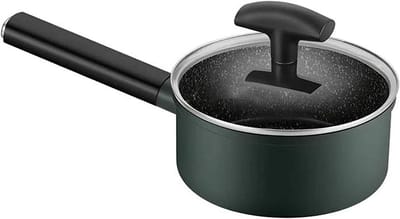 Steelpan met Deksel - Kookpan Sauspan - Snelle Maaltijden Maken - Antiaanbaklaag - 16 cm Diameter - Groen