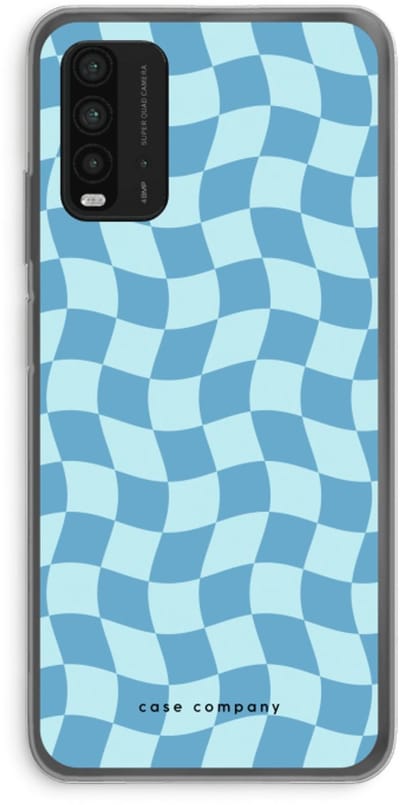 Case Company® - Hoesje geschikt voor Xiaomi Redmi 9T hoesje - Grid Blauw - Soft Cover Telefoonhoesje - Bescherming aan alle Kanten en Schermrand