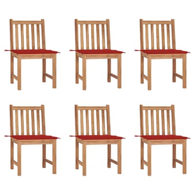 vidaXL Tuinstoelen 6 st met kussens massief teakhout