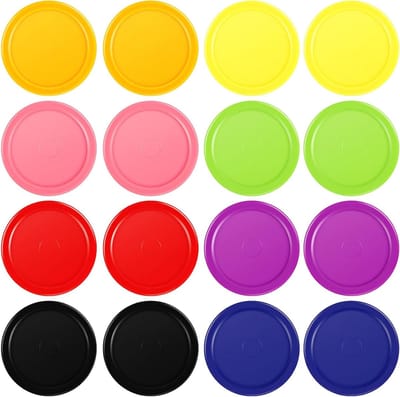 16 Stuks Lucht Hockey Pucks 2.5 Inch - Rode Vervangende Ronde Pucks voor Zware Tafels - Multicolor Spelaccessoires voor Thuisgebruik
