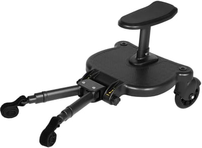 Geargalaxy Meerijdplankje - Buggy Board met Zitje - Kinderwagen Board - Meerijdplank - 2-in-1 Design - Belastbaar tot 25 kg - Zwart