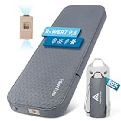 Zelfopblazend slaapmat met ingebouwde elektrische pomp - 10 cm dik, R-waarde 9.5 - Ideaal voor camping, tent, wandelen en auto