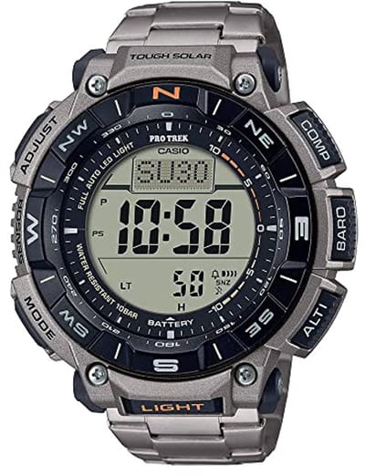 Pilotenhorloge Grijs met Digitale Display en Titanium Armband