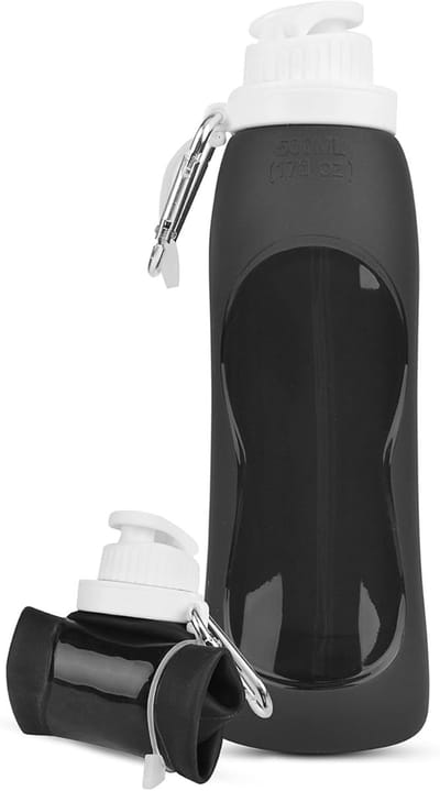 Ynkkvre - Waterfles & Drinkfles – Soft Flasks Sportbidon – Opvouwbare Draagbare Waterfles – Herbruikbare BPA-vrije Festival Fles – Buitensport & Reizen – Ultralicht Lekdicht Design – Dubbelwandige Sluiting – Zwart