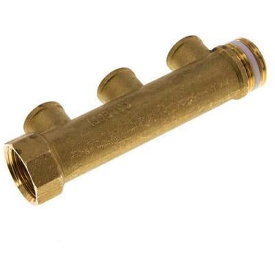 G 1'' x 3xG 1/2'' F/M/F Messing Verdeelstang 10 Bar - FLM-FMF-B-100G-012G-3M