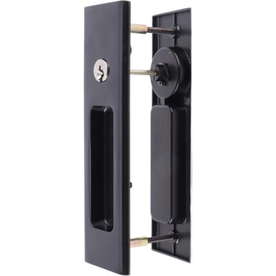 Ensemble Poignée Loquet Serrure Porte Coulissante Alliage de Zinc Quincaillerie pour Porte de Placard Balcon Salle de Bain Noir