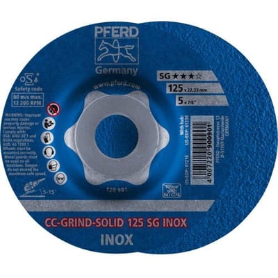 PFERD TOOLS 64186125 Cc-Grind-Solid Sg Inox Afbraamschijf gebogen Diameter 125 mm Boordiameter 22.23 mm 10 stuk(s)