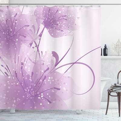 ABAKUHAUS Douchgordijn Vector – Stof 175x200 cm – Paars/Wit