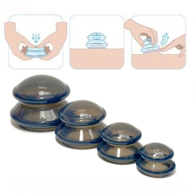 4 Delige Cellulite Cups - siliconen cups - Cupping cups - vacuüm cup - Anti Cellulitis Massage - Full body - Voor Gezicht, Armen en Benen -LOUZIR