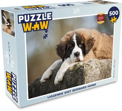 Puzzel Liggende Sint Bernard hond - Legpuzzel - Puzzel 500 stukjes