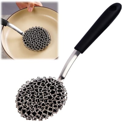 Kettingketting grillborstel, reinigingsborstel, veilige 3-in-1 schrobketting, roestvrijstalen stoomreiniger voor barbecue, restaurant en hygiëne.