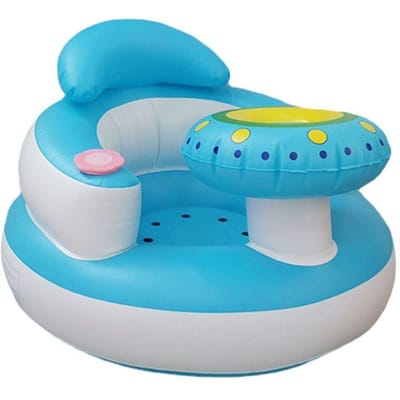 Cadeaux Multifonctionnels pour Salle de Bain pour Nourrir Reposer Enfants Canapé Chaise Bébé Siège Jouets Gonflables Chaise Gonflable bleu