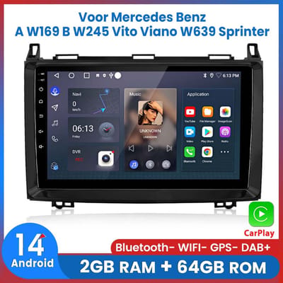 Awesafe Geschikt voor Mercedes-Benz Sprinter Klasse VW Crafter 2005-2016 Autoradio - Met navigatie GPS - 2+64GB - Bluetooth WIFI - Apple Carplay & Android auto - Radio scherm