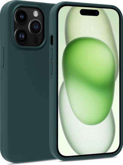 Hoesje Geschikt voor Apple iPhone 15 Pro - Sterk & Shockproof - Hoes Cover - Siliconen Case - Donkergroen