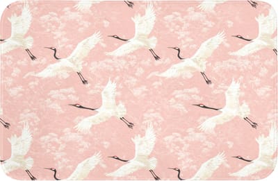 WC mat 60x40 cm - Antislip - Kraanvogels - Bloesem - Roze - Toiletmat - Vloermat - Douchemat - Toilet tapijt - Toiletmatten
