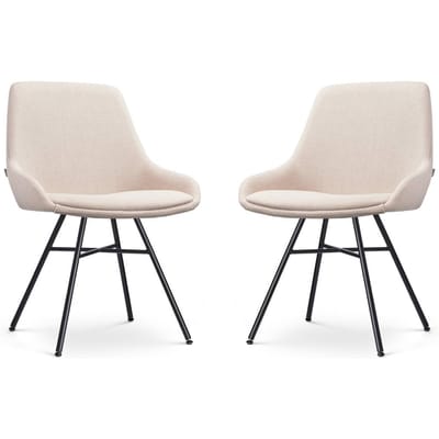 Nolon Noa-Isa Eetkamerstoelen Set van 2 Beige - Stof - Zwart Onderstel - Design - Scandinavisch - Comfortabel