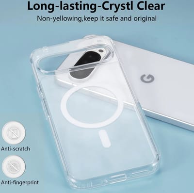 Hoesje Geschikt voor Google Pixel 9 / 9 Pro - Compatibel met MagSafe - Hard Back Cover met Magneet - Transparant