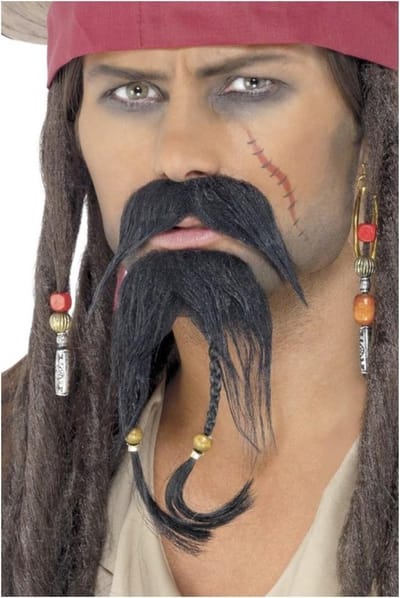 Smiffys Snor en Baard Set Pirate Zwart