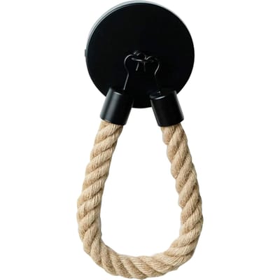 Vintage toiletpapierrolhouder handdoekenrek wandgemonteerde hangende touwweefselhouder voor slaapkamer zwart
