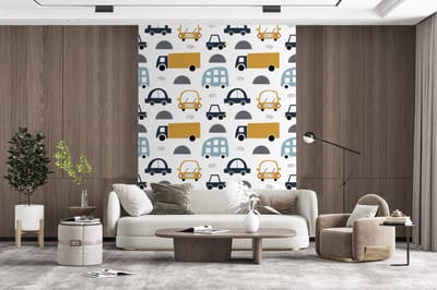 Behang - Fotobehang Patroon - Jongens - Auto - Kind - Breedte 165 cm x hoogte 220 cm