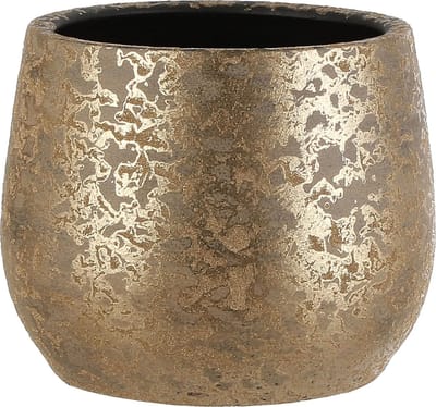 Mica Decorations Bloempot - goudkleurig - keramiek - 25 x 20 cm - plantenpotten