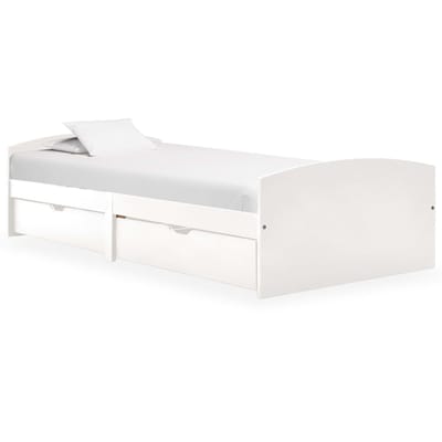 vidaXL - Bedframe - met - 2 - lades - massief - grenenhout - wit - 90x200 - cm