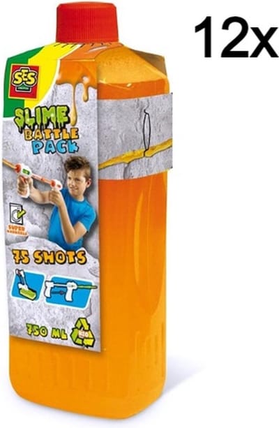 Ses 12stuks slime battle navulling – neon oranje 750ml