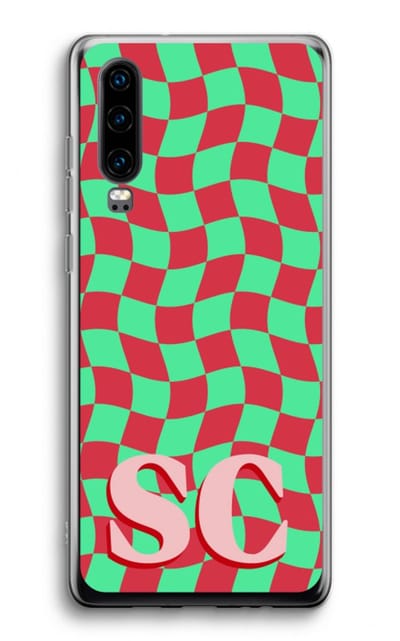 Gepersonaliseerd - Case Company® - Hoesje geschikt voor Huawei P30 hoesje - Grid Monogram - Soft Cover Telefoonhoesje - Bescherming aan alle Kanten en Schermrand