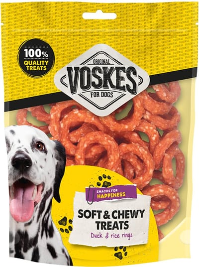 Voskes Hondensnack Ringen Eend & Rijst - 400 gr