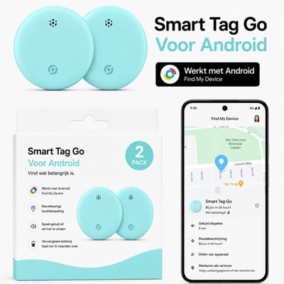 Android GPS Tracker – 2 stuks - Real-time Locatie Volgsysteem – Werkt met Google Find My app- Alleen geschikt voor Android telefoons- Gecertificeerd - Batterij Vervangbaar - 24/7 live locatie meekijken - Blauw