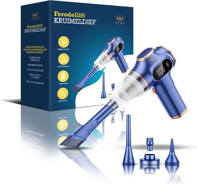 Ferodelli Kruimeldief - Handstofzuiger - Snoerloos - Auto Stofzuiger - Caravan - Car Vacuum Cleaner - Best Verkocht - Draadloos - Blauw