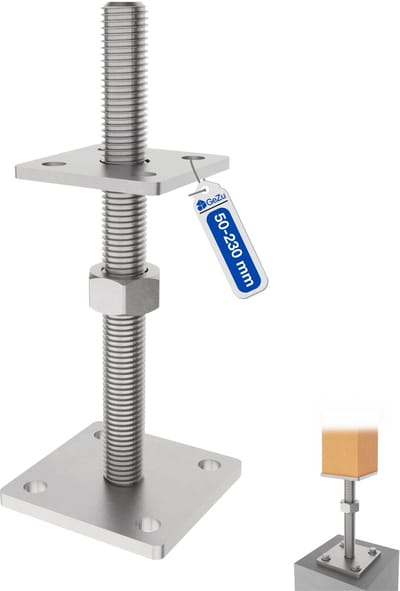 GeZu Impex Verstelbare Paalhouder Met Moer 80 x 80 mm Zinkvlok