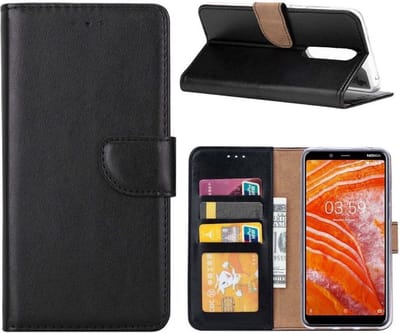 LuxeBass Hoesje geschikt voor Nokia 3.1 Plus - Bookcase Zwart - portemonnee hoesje gsm hoesje - telefoonhoes - telefoonhoesjes
