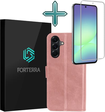 Hoesje Met Screenprotector - Geschikt voor Samsung Galaxy A56 - Luxe Pasjeshouder - Flipcase - Bookcase Portemonee - Flip Case - Kunstleer Book Case - Book Cover - Walletcase - Portemonneehoes - Rosé goud