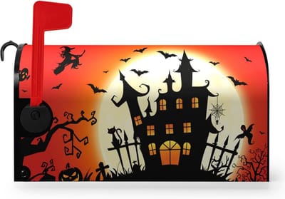 Magnetische Halloween Brievenbushoes met Kasteel en Heks Design voor Buiten