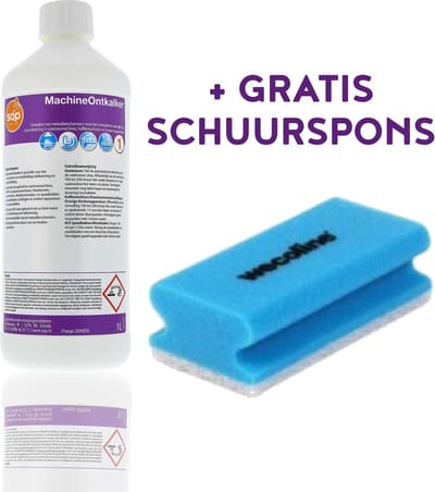 SOP - Sterk geconcentreerde Machine ontkalker 1 ltr met GRATIS schuurspons - Voor apparaten zoals koffiemachines, drankautomaten, vaatwassers, spoelbakken, leidingen, keukenapparatuur, etc. -