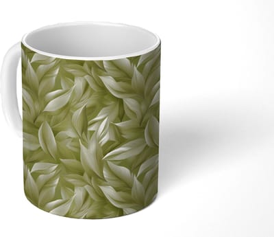 Mok - Koffiemok - Bladeren - Modern - Groen - Mokken - 350 ML - Beker - Koffiemokken - Theemok