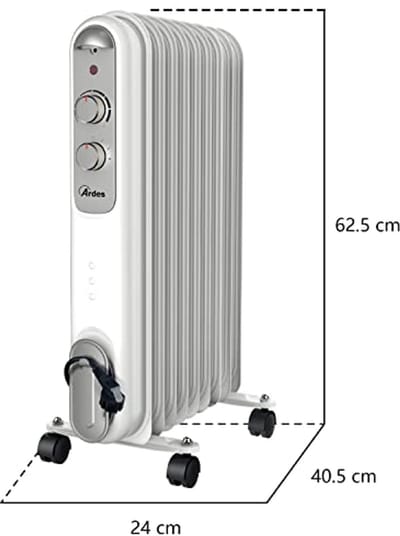 Oliekoeler met 9 verwarmingselementen, 2000 W – Radiator met thermostaat en indicatielampje voor optimale temperatuur