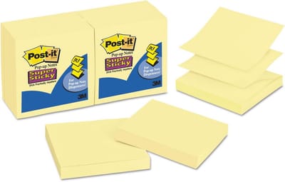 Post-it Super Kleverige Z-Notities 76 x 76 mm Canarische Geel | 12 Blocnotes 100 Vellen