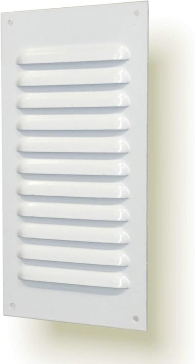 Ventilatierooster Metaal - Rooster Beluchting - Luchtcirculatie Verbeteren - Gepoedercoat Finish - 20x10 cm - Wit