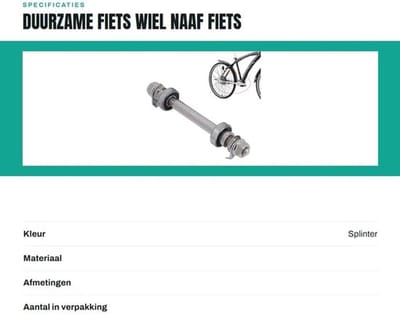Fietsnaaf Duurzaam - Wielnaaf - Achteras - Fiets Reparatie Tool - 100% Gloednieuw - Metaal - Wielhub