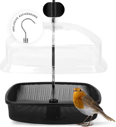 Wildlife Home - Voederhuis voor meelwormen en vet traktaties | Ruime capaciteit voor vogelvoer | Weerbestendige regenkap | ca. 18,5 x 18,5 x 33 cm (L x B x H)
