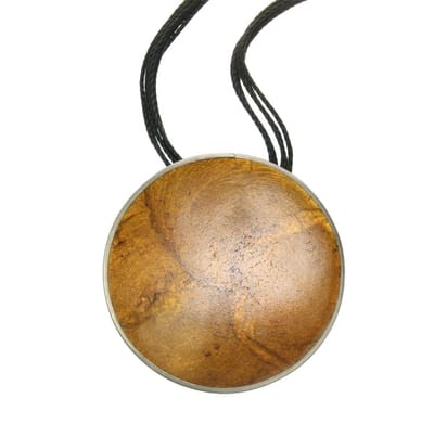 Behave® Ketting van touw met ronde schelpenhanger 44 cm - Nikkelvrij