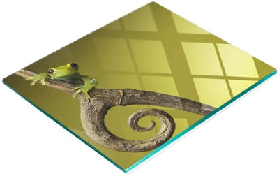 Glazen snijplank met groene kikkerprint, 60x52 cm