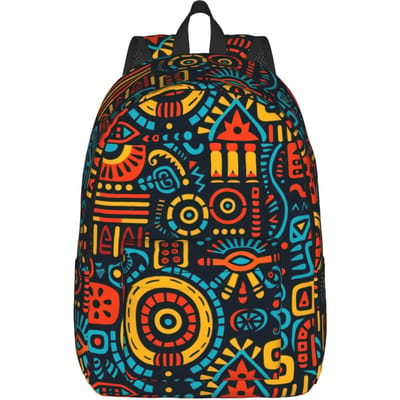 Kleurrijke Traditionele Etnische Stam Rugzak voor Mannen Vrouwen Casual Middelbare School Wandelen Reizen Dagrugzak Laptop Canvas Tassen Duurzaam S