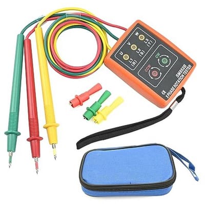 Draaiveldmeter AC 60V ~600V voor 3 fasevolgorde testen met zoemer en krokodillenklemmen
