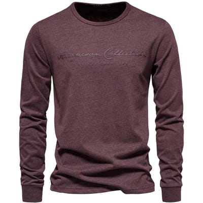 Heren T-shirt met lange mouwen, nieuw, effen kleur, casual sportief, ronde hals, puur katoen, bedrukt met letters, lange mouwen, ondershirt XXL